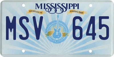 MS license plate MSV645