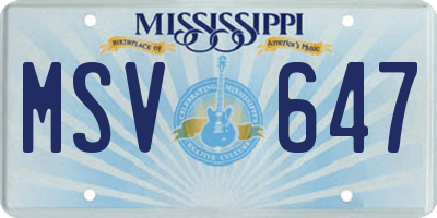 MS license plate MSV647