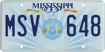 MS license plate MSV648