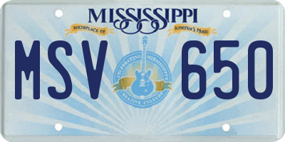 MS license plate MSV650