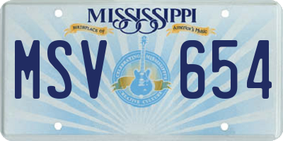 MS license plate MSV654