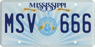 MS license plate MSV666