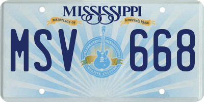 MS license plate MSV668
