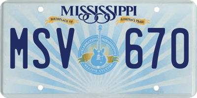 MS license plate MSV670