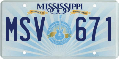 MS license plate MSV671