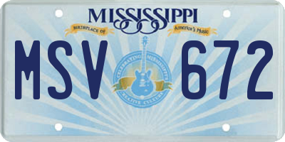 MS license plate MSV672
