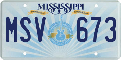 MS license plate MSV673