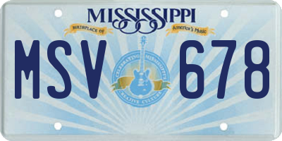 MS license plate MSV678