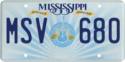 MS license plate MSV680