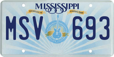 MS license plate MSV693