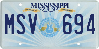 MS license plate MSV694