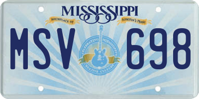 MS license plate MSV698