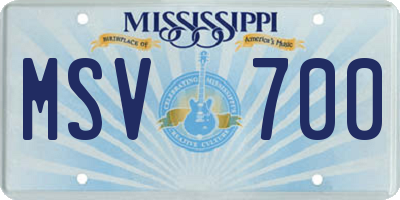 MS license plate MSV700