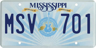 MS license plate MSV701