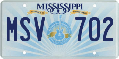 MS license plate MSV702