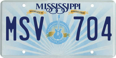 MS license plate MSV704