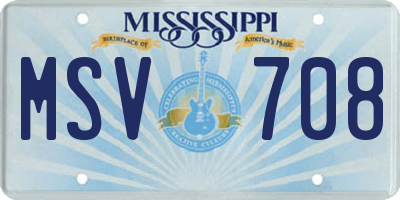 MS license plate MSV708