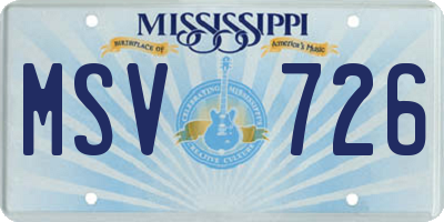MS license plate MSV726