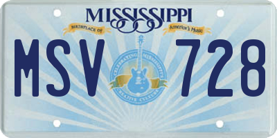 MS license plate MSV728