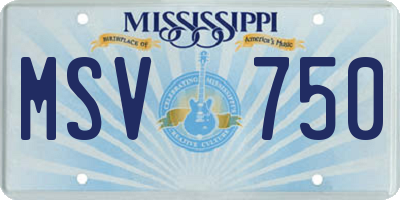 MS license plate MSV750