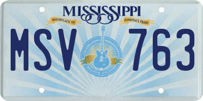 MS license plate MSV763