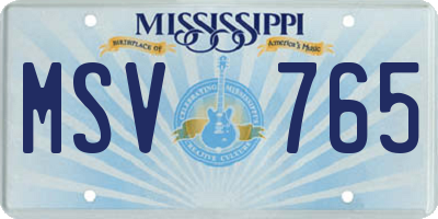 MS license plate MSV765