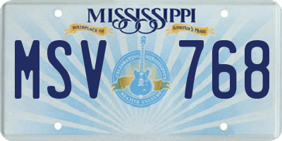 MS license plate MSV768