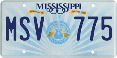 MS license plate MSV775