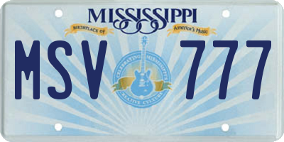 MS license plate MSV777