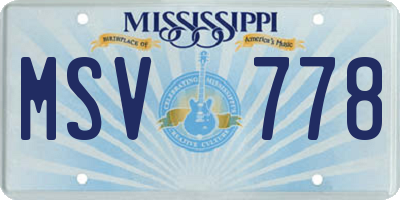 MS license plate MSV778