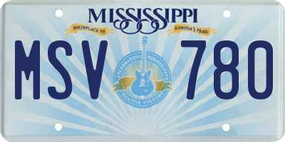 MS license plate MSV780