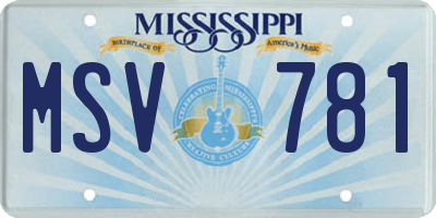 MS license plate MSV781