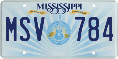 MS license plate MSV784