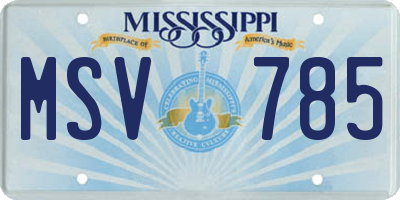 MS license plate MSV785