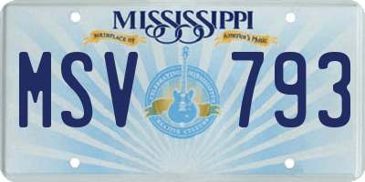 MS license plate MSV793