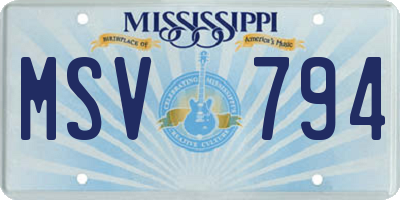 MS license plate MSV794