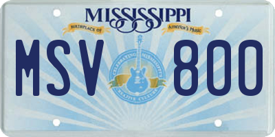 MS license plate MSV800