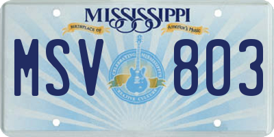 MS license plate MSV803
