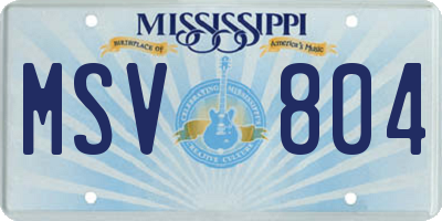 MS license plate MSV804
