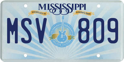 MS license plate MSV809