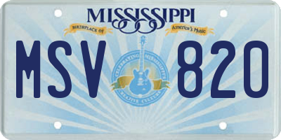 MS license plate MSV820