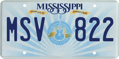 MS license plate MSV822