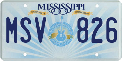 MS license plate MSV826