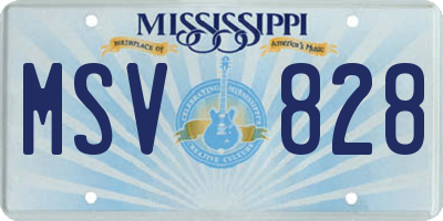 MS license plate MSV828