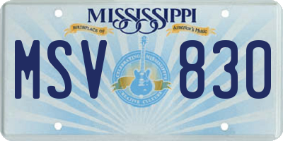 MS license plate MSV830