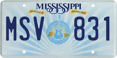 MS license plate MSV831