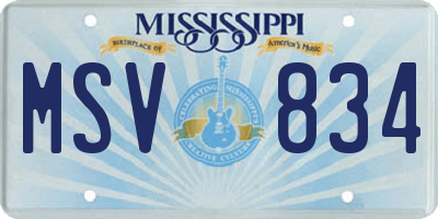 MS license plate MSV834