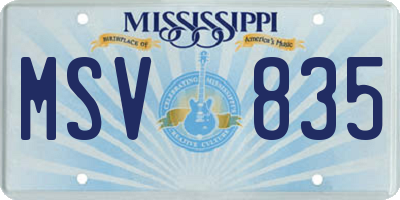 MS license plate MSV835