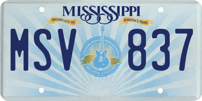 MS license plate MSV837