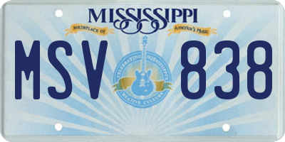 MS license plate MSV838